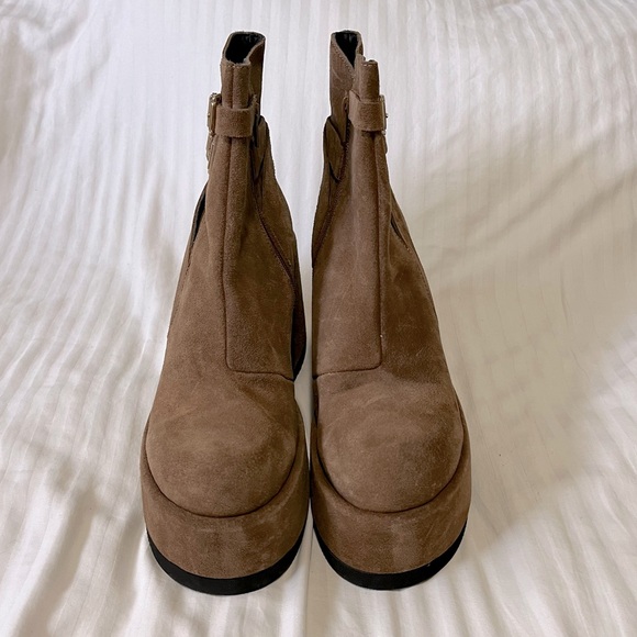 NWT Free People Sabrina Platform Suede Leather Ankle Boot Brown size 10 - Picture 9 of 14